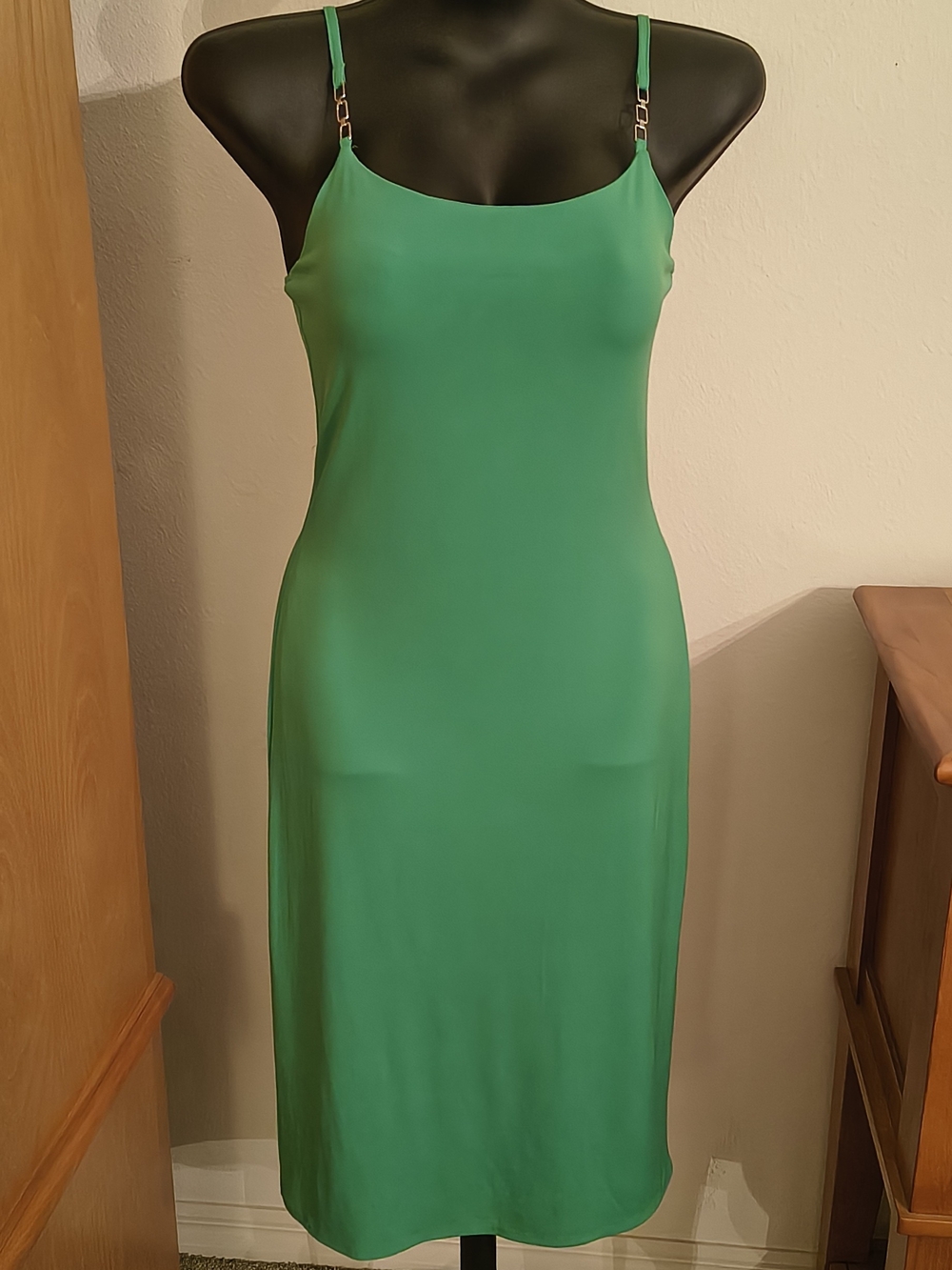 Planet Gold Emerald Green Slip Midi Dress